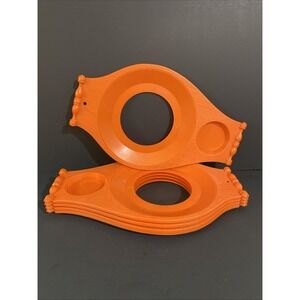 5-MCM VINTAGE 70's Retro Paper Plate Cup Holder Lap Tray Orange